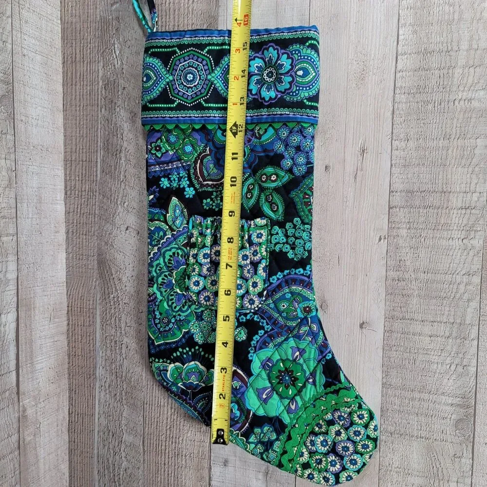 Vera Bradley Christmas Stocking Holiday BLUE RHAPSODY Paisley Mandala Pocket